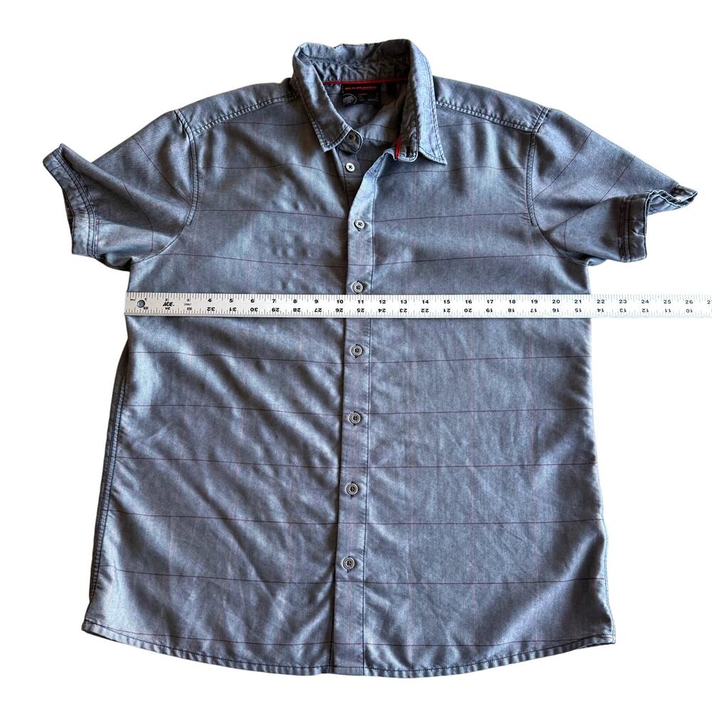 Mammut Short Sleeve Windowpane Plaid Breathable Blue Button Up Shirt L - Picture 6 of 8